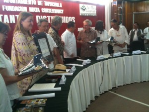 Garth Norman receives gift from Tapachula, Mexico Presidente Orduna Morga at Civil Ceremony June 2010